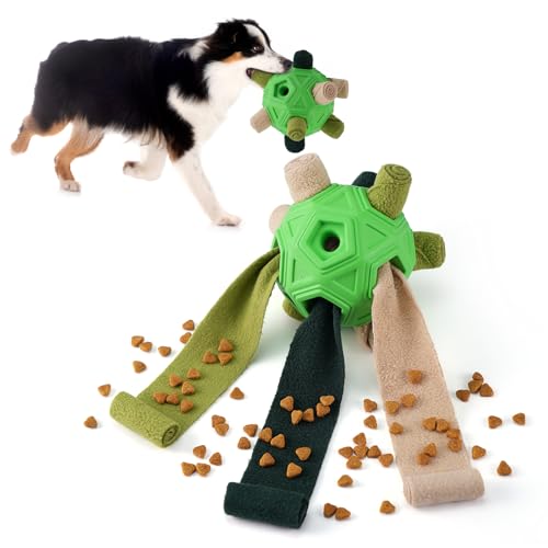 Yikko Interaktiver Schnüffelball, verbessertes Kauspielzeug für aggressive Kauer, Stoffstreifen zum Verstecken von Futter für kleine, mittelgroße Hunde (weiches Grün) von Yikko