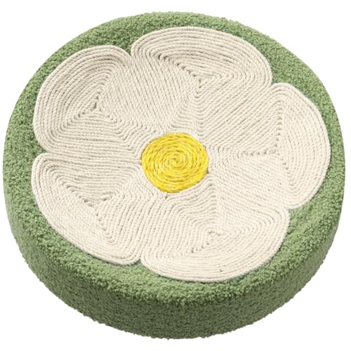 15 Zoll runde Katzenkratzerschale, 2-in-1-Blumen-Sisal-Kratzer & Lounge für Kätzchen, süßes Katzenbett und Kratzspielzeug von Yililay