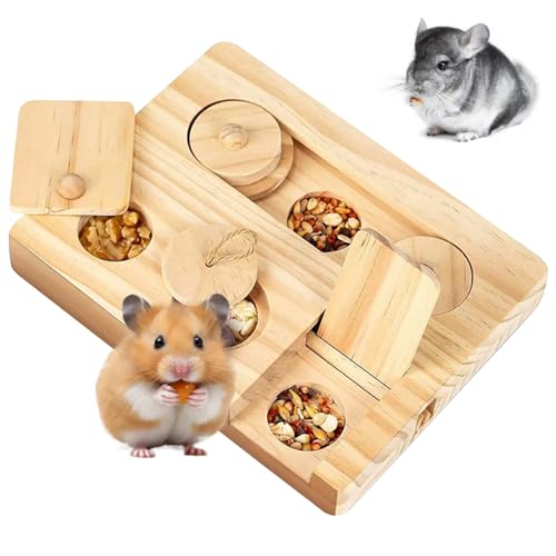 Hasenspielzeug, 7.1x5,3x0.8 Kaninchenanreicherungspotenziger, 6 in 1 Holz -Meerschweinchenspielzeug, interaktiver Hamsterspielzeug, lustiges Kleintierspielzeug für Hasen, Chinchillas, Ratten und Renn von Yililay