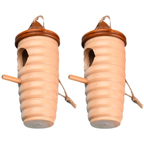 Yililay 2pcs Bird House, Hummingbird House 2.17x5.91in Hanging Hummingbird Nest mit Barsch Naturholz Vogelhaus glattes süßes Schutzvogelhaus für Outdoors, Style11 von Yililay