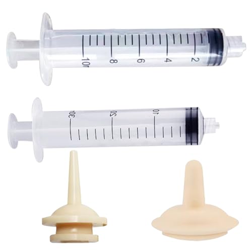 Yililay 2pcs Katzenpuller, Brustwarze für Kätzchen, 10 ml+30 ml Fütterungsspritze für Katzen, sicherer Silikonkatze Schnuller, Anti-Chance-Welpenflaschen für Pflege m von Yililay