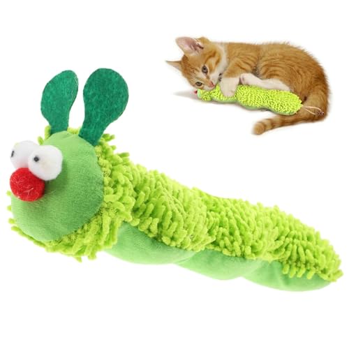 Yililay Caterpillar Form Katze Kauspielzeug, interaktiver Katzenminze gefülltes Tierkissen für Innenhüter und Kauen und Kauen von Yililay