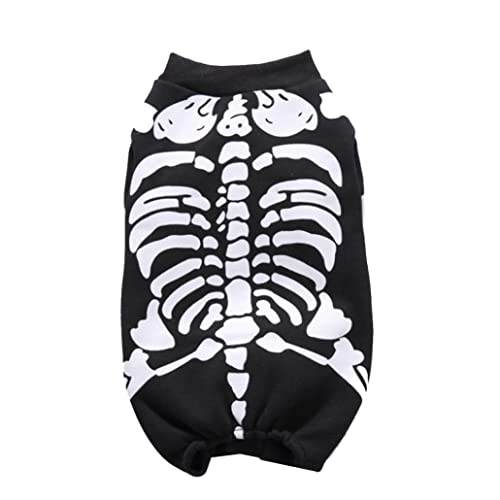 Yililay Halloween Party Skeleton Haustierhund Katze Jumpsuit Cosplay Kostüm Dress Up Kätzchen Welpenbekleidung (schwarz, XL) Hundehund Kostüm von Yililay