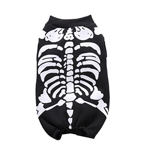 Yililay Halloween Party Skeleton Haustierhund Katze Jumpsuit Cosplay Kostüm Dress Up Kätzchen Welpenbekleidung (schwarz, l) Hundehundkostüm von Yililay