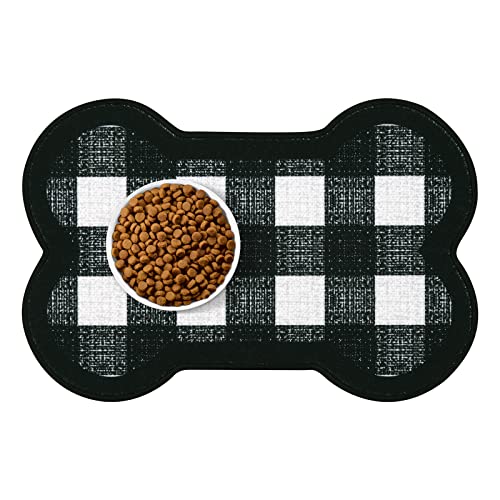 Yinuomo Hundefuttermatte, wasserabsorbierende Haustierfuttermatte, rutschfeste Platzmatte für Haustiere, Napf und Wasser, leicht zu reinigen, klein, 30.5x50.8 cm (Knochenform) von Yinuomo