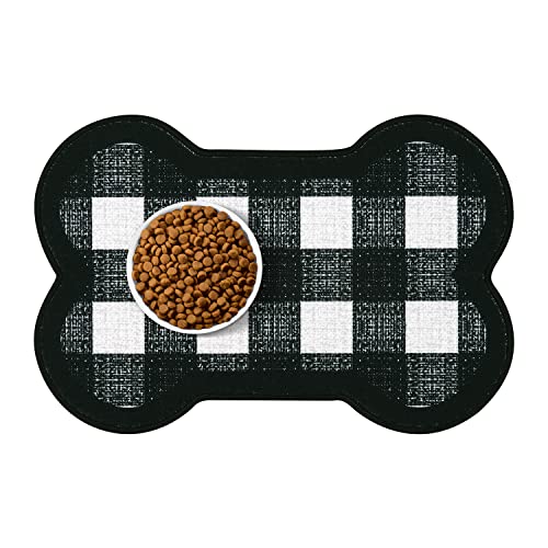 Yinuomo Hundefuttermatte, wasserabsorbierende Haustierfuttermatte, rutschfestes Platzset für Haustiere, Napf und Wasser, leicht zu reinigen, groß, 40.6x61 cm (Knochenform) von Yinuomo