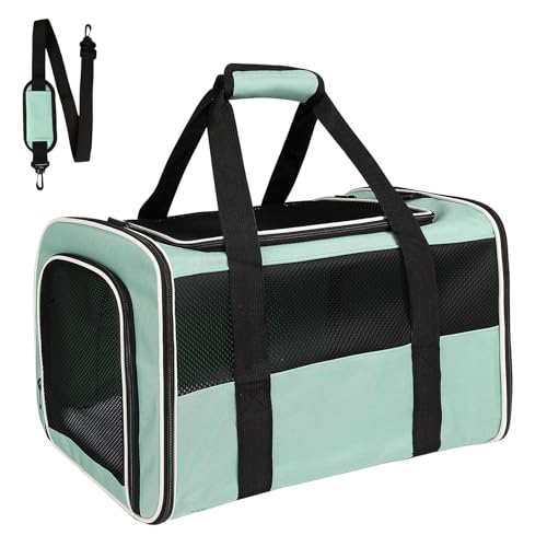 Yipincover Tragetasche, weiche Seiten, für Katzen, Hunde, Kleintiere bis zu 11,3 kg, Top-Load-Transportbox, belüftetes Design, tragbare Katzentragetasche, von Fluggesellschaften zugelassen (XL, Grün) von Yipincover