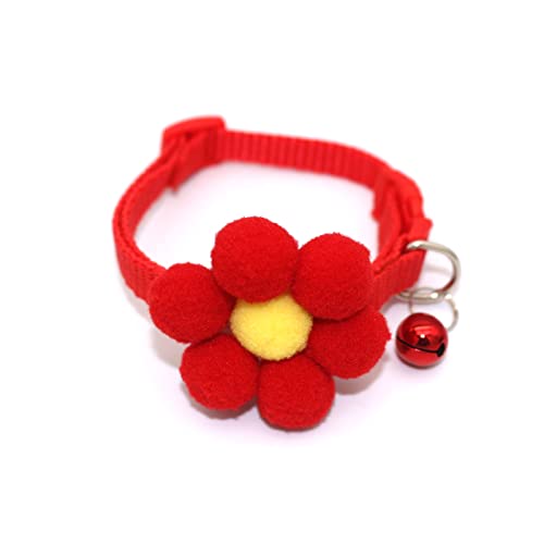 Yirepny Hundehalsband mit abnehmbarer Blume, weiches und bequemes Blumenmuster Hundehalsband mit verstellbarer Schnalle für kleine, mittelgroße und große Hunde und Kätzchen, Rot von Yirepny