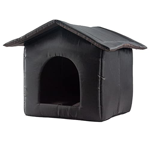 Yirepny Wasserdichtes Katzenhaus Hundehaus Haustier Outdoor Katzenhaus Wetterfestes Katzenhauszelt Faltbares Katzenhaus Haustierunterstand Schwarz M von Yirepny