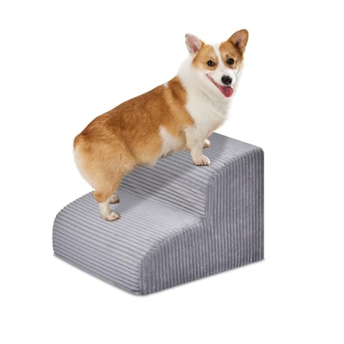 Yiruka Hundetreppe Stufen für Hochbett - 2 Stufen Haustiertreppe für kleine Hunde und Katzen, rutschfest, abnehmbar, waschbar, Bezugsrampe für drinnen und draußen, Auto, Couch, Sofa (H: 30 cm) von Yiruka