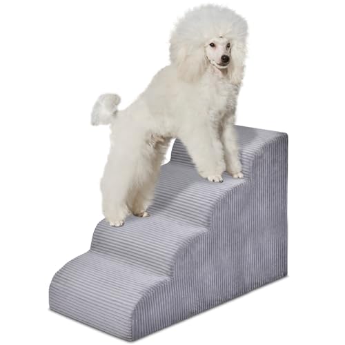 Hundetreppe Stufen für Hochbett - 4 Stufen Haustierstufen für kleine Hunde und Katzen, rutschfest, abnehmbar, waschbar, Abdeckung Rampe für drinnen und draußen, Auto, SUV, Couch, Sofa (H: 50,8 cm) von Yiruka