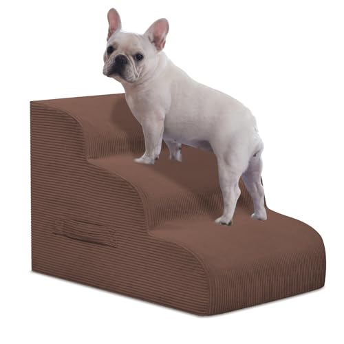 Hundetreppe für Kleine Hunde, 3-stufige Hunderampe und Treppe für Hochbetten und Sofa, rutschfeste Haustiertreppe für kleine Hunde und Katzen, Abnehmbares und leicht zu reinigendes Hundebett Treppe, von Yiruka