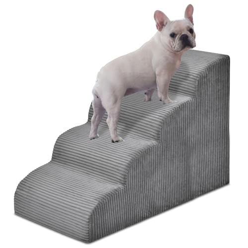 Hundetreppe für Kleine Hunde, 4-stufige Hunderampe und Treppe für Hochbetten und Sofa, rutschfeste Haustiertreppe für kleine Hunde und Katzen, Abnehmbares und leicht zu reinigendes Hundebett Treppe, von Yiruka