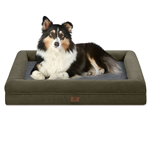 Yiruka Großes Hundebett, orthopädisches Gel-Memory-Foam-Hundebett, waschbares Hundebett mit abnehmbarem Bezug, wasserdichte rutschfeste Unterseite, Big Dog Couch Bett, Dunkelgrau von Yiruka