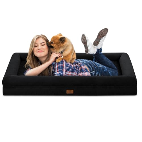 Yiruka Orthopädisches Jumbo-Hundebett für extra große Hunde, wasserdichtes Hundebett mit abnehmbarem Bezug, 4-seitige, abnehmbare Nackenrolle, weiche Sofa-Haustiermatte mit rutschfester Unterseite, von Yiruka