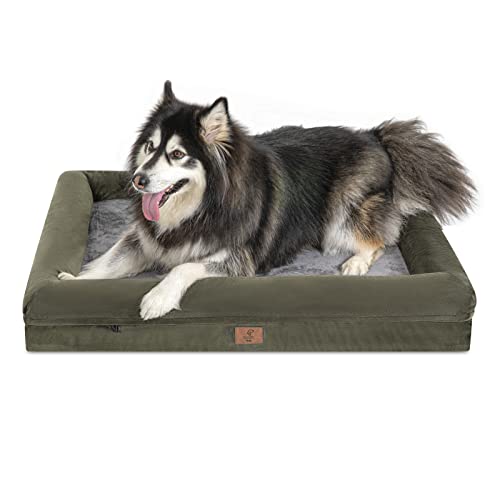 Yiruka XL Orthopädisches Hundebett aus Gel-Memory-Foam, waschbar, mit abnehmbarem Bezug, wasserdicht, rutschfeste Unterseite, große Hundesofa von Yiruka