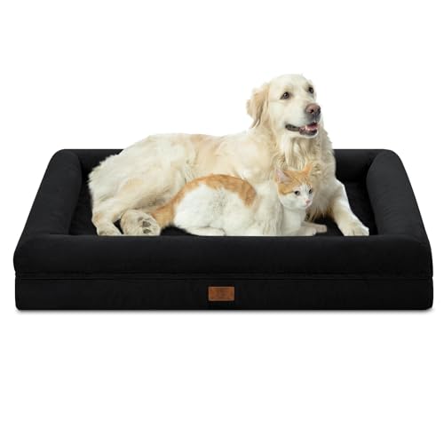 Yiruka XLarge Dog Bed, Black Orthopedic Dog Bed, Waterproof Dog Bed with Removable Cover, 4-Sides Removable Bolster Dog Sofabett with Nonskid Bottom, Washable Dog Beds for Large Dogs von Yiruka