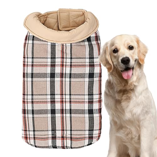 Hundemantel für kaltes Wetter, wendbar, winddicht, wasserdicht, gemütliche Fleece-Weste, britischer Stil, kariert, Hundekleidung für kaltes Wetter, Schneeanzug für kleine, mittelgroße und große Hunde von Yiurse