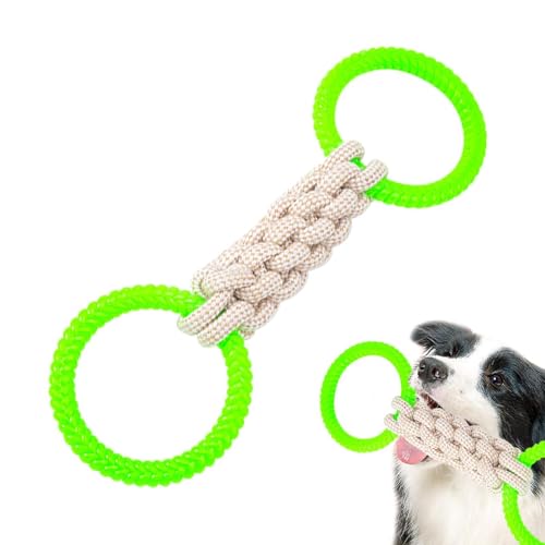Yiurse Tauziehen-Seil-Hund, Hunde-Ziehspielzeug - Tauziehseil mit Doppelringen | Interaktives Hundespielzeug, Hundezahnreinigungsspielzeug, wiederverwendbarer Welpenbeißring zum Training und Reinigen von Yiurse