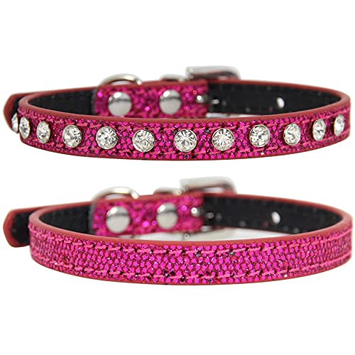 Yiwong Halsband für Katzen, 2 Ps Katzenhalsband aus Glitzerstoff mit Rauten, Verstellbares Welpenhalsband, Funkelndes Halsband für Hunde und Katzen von Yiwong