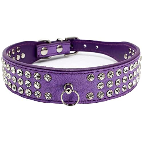 Yiwong Hundehalsband mit Bling-Kristallen, Hundekette aus Wildleder mit O-Ring für Hunde, weiches Wildleder mit glänzendem Strass-Halsband für Hunde von Yiwong