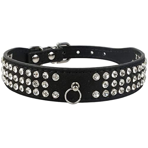 Yiwong Hundehalsband mit Bling-Kristallen, Hundekette aus Wildleder mit O-Ring für Hunde, weiches Wildleder mit glänzendem Strass-Halsband für Hunde von Yiwong