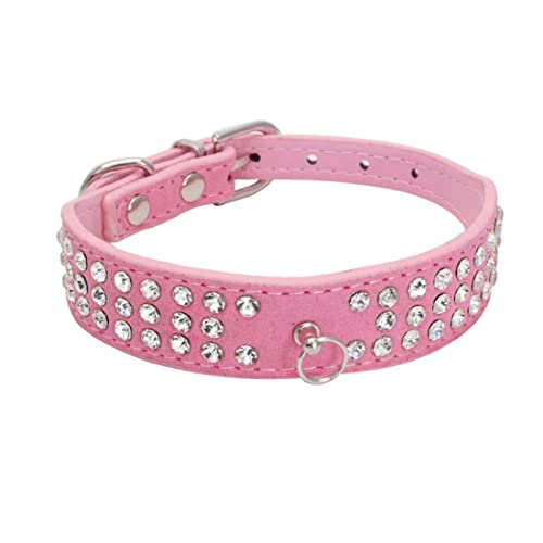 Yiwong Hundehalsband mit Bling-Kristallen, Hundekette aus Wildleder mit O-Ring für Hunde, weiches Wildleder mit glänzendem Strass-Halsband für Hunde von Yiwong