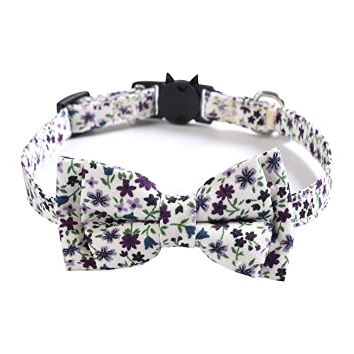 Yiwong Kleines Katzenhalsband mit Blumenschleife, Kleines Blumenschleifenhalsband für Katzen und Welpen, 1,0 x 28 cm, verstellbares Katzenhalsband von Yiwong