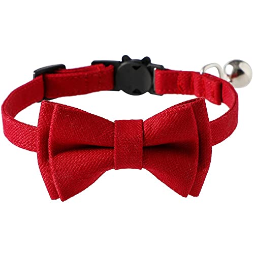 Yiwong Schleifenhalsband für Katze, Abnehmbare Katzenfliege, Großes Rotes Halsband für Haustiere, 1,0 x 28 cm Verstellbares Katzenhalsband von Yiwong