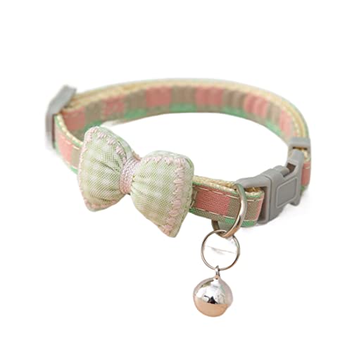 Yiwong Verstellbares Katzenhalsband, Katze und Hund abnehmbare Schleife Nylon Halskette, Plaid Horn Arc Pet Halsband von Yiwong