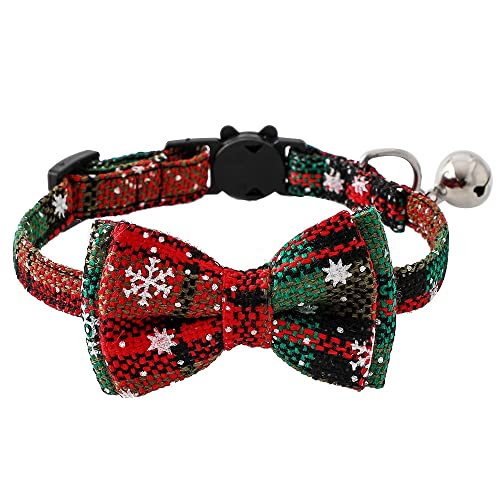 Yiwong Weihnachtskatzen Halskette, Snowflake Hundehalsband für Katzen und kleine bis mittelgroße Hunde, 1,0 x 28 cm Verstellbares Katzenhalsband von Yiwong