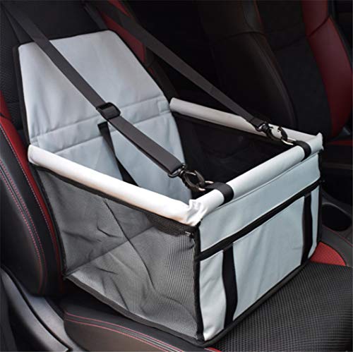 Hunde Autositz für Kleine Mittlere hunde Transportbox Wasserdichte Hundesitz Rückbank & Vordersitz faltbar Auto Sitzerhöhung, Autoschondecke mit verstellbarem Sicherheitsgurt, 40x30x25cm - Grau von Yiyida