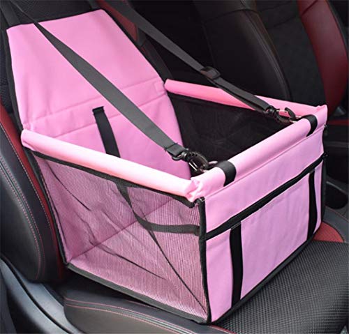 Yiyida Hundeautositz Hunde Autositzbezug Transportbox wasserdichte Hundesitz Rückbank & Vordersitz faltbar Auto Sitzerhöhung, Autoschondecke mit verstellbarem Sicherheitsgurt, 40x30x25cm - Pink von Yiyida