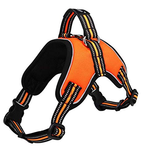 Yiyida Hundegeschirr, kein Ziehen, Outdoor-Abenteuer, 7 m, reflektierend, mit Griff, verstellbar, Nylon, Größe XL (orange) von Yiyida