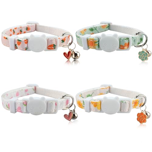 Yizepet Breakaway Katzenhalsband mit Glöckchen, 4 Stück, sicheres, verstellbares Katzenhalsband-Set von Yizepet