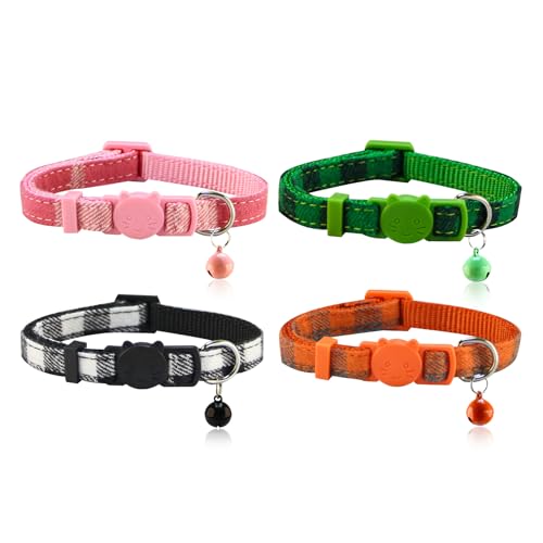 Yizepet Breakaway Katzenhalsband mit Glöckchen, 4 Stück, sicheres, verstellbares Katzenhalsband-Set von Yizepet