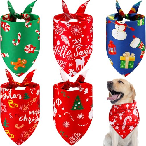 Ylinge Hundehalstücher mit weihnachtlichem Motiv, wendbar, dreieckig, waschbar, für Welpen, Halstuch, verstellbar, Haustierkostüm, Zubehör für kleine, mittelgroße und große Hunde, Katzen (Schneemann) von Ylinge