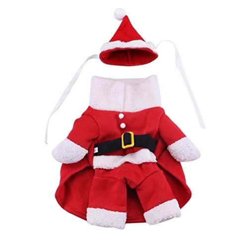 Yliping Hund Weihnachten Weihnachtsmann Kostüm Haustier Cosplay Kostüme Hoodies Outfits Anzug mit einer Kappe Größe L (Größe :L) von Yliping