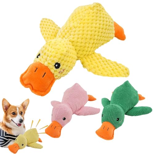 Quack Quack Ente Hundespielzeug - 1/3 Stück Beruhigendes Enten Hundespielzeug | Quietschendes Interaktives Hundespielzeug | Weiches Plüsch Enten Haustierspielzeug Sound | Das Beruhigende Hundespielzeu von Ylnailky