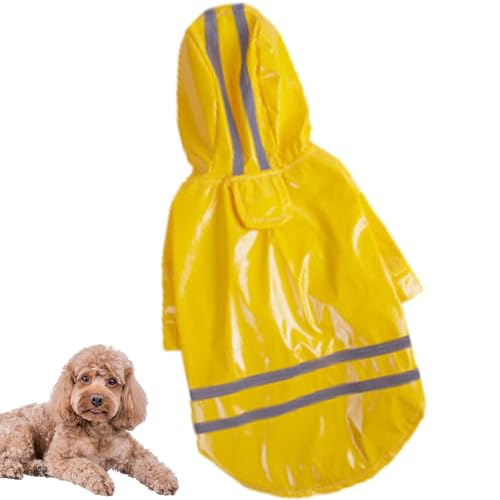 Ylnailky Reflektierender Regenmantel für Hunde, Regenjacke für Hunde | PU-Regenmäntel mit Kapuze, Haustier-Regenjacke, Kleidung,Reflektierender Regenmantelponcho für kleine Hunde, leichte von Ylnailky