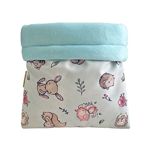 Niedlicher Kuschelsack Schlafsack Beutel Versteck Höhle für Igel, Baby Meerschweinchen, Hamster, Ratte, Frettchen, Eichhörnchen andere kleine Tierbetten (blau) von Ymid Select