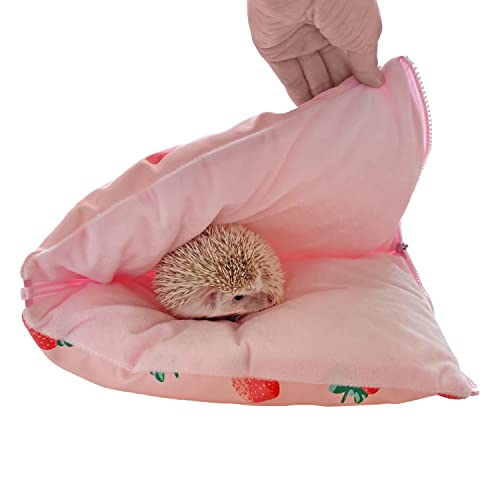 Rosa freundlicher Reißverschluss Wasserdicht Tragbarer Schlafsack Beutel Versteck Höhle Lebensraum für Igel, Hamster, Frettchen, Eichhörnchen, Kleintiere, Bettnest, Hauskäfig, tragbares Kissen (Rosa) von Ymid Select