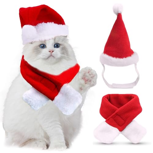 Weihnachtsmütze Hund Katzen Weihnachtskostüm, Katzenkostüm Weihnachten Mütze Katzenbekleidung Hunde Weihnachts Mütze Weihnachten Outfit Kostüm Geschenk für Klein Hund Katze von Ymxil