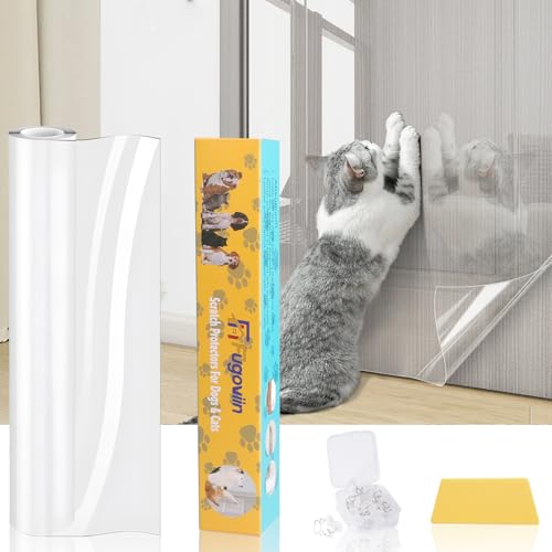 Kratzschutz Sofa Katze, 30cm x 6m Kratzfolie Katzen Selbstklebend, Anti Kratz Folie für Katzen und Hunde, Kratzschutzfolie Transparent für Möbel Couch Sofa Wand Tür Schutz von YnewL