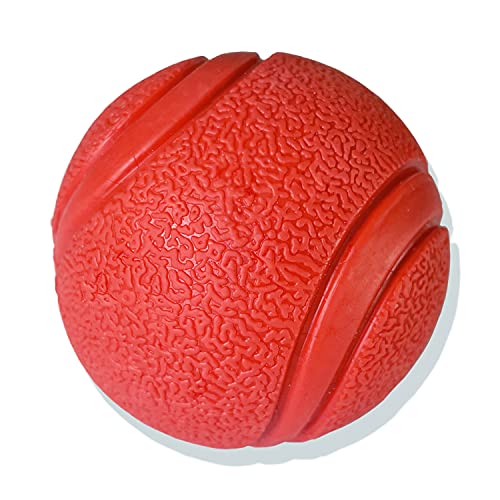 YoFellas Hunde-Apportierball, robust, rot, Gummiball, ultra-federnd, für Haustiere, langlebig, interaktives Trainingsball, ideales Geschenk für mittelgroße und große Hunde (gestreift, 7,9 cm) von YoFellas
