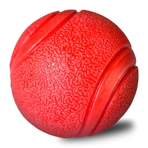 YoFellas Hunde-Apportierball, robust, rot, Gummiball, ultra-federnd, für Haustiere, langlebig, interaktives Trainingsball, ideales Geschenk für mittelgroße und große Hunde (gestreift, 7,9 cm) von YoFellas