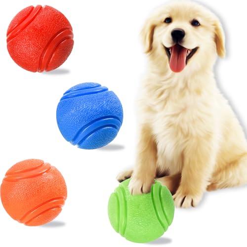 YoFellas Hundespielzeugbälle, 4-teiliges Gummiball-Set, kaufest, hohe Sprungkraft, strukturiertes Design für Zahnreinigung, Hundetraining, kleine Rassen, 5,1 cm Durchmesser von YoFellas