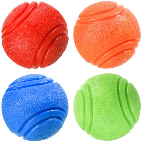 YoFellas Hundespielzeugbälle, 4-teiliges Gummiball-Set, kaufest, hohe Sprungkraft, strukturiertes Design für Zahnreinigung, Hundetraining, kleine Rassen, 5,1 cm Durchmesser von YoFellas