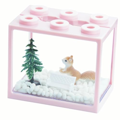 Kleines Meeresaffenbecken, stapelbares Mini-Kampffisch-Aquarium-Set mit Aquariumkies, Moosball-Tank, Garnelen-Tank, 0,27 Gallonen, Acrylwürfel, Fischschale für Garnelenschnecken von Yobiisolut