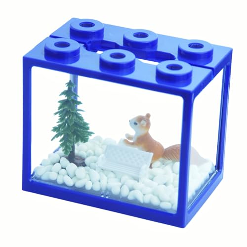 Kleines Meeresaffenbecken, stapelbares Mini-Kampffisch-Aquarium-Set mit Aquariumkies, Moosball-Tank, Garnelen-Tank, 0,27 Gallonen, Acrylwürfel, Fischschale für Garnelenschnecken von Yobiisolut